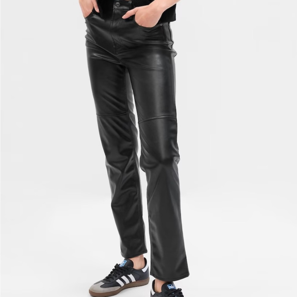 Gap High Rise Vegan Leather Cheeky Straight Pants